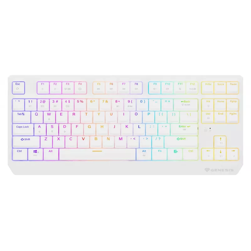 Πληκτρολόγιο Gaming Tenkeyless GENESIS Thor 230 TKL — USB, RF Wireless, Bluetooth, QWERTY, λευκό