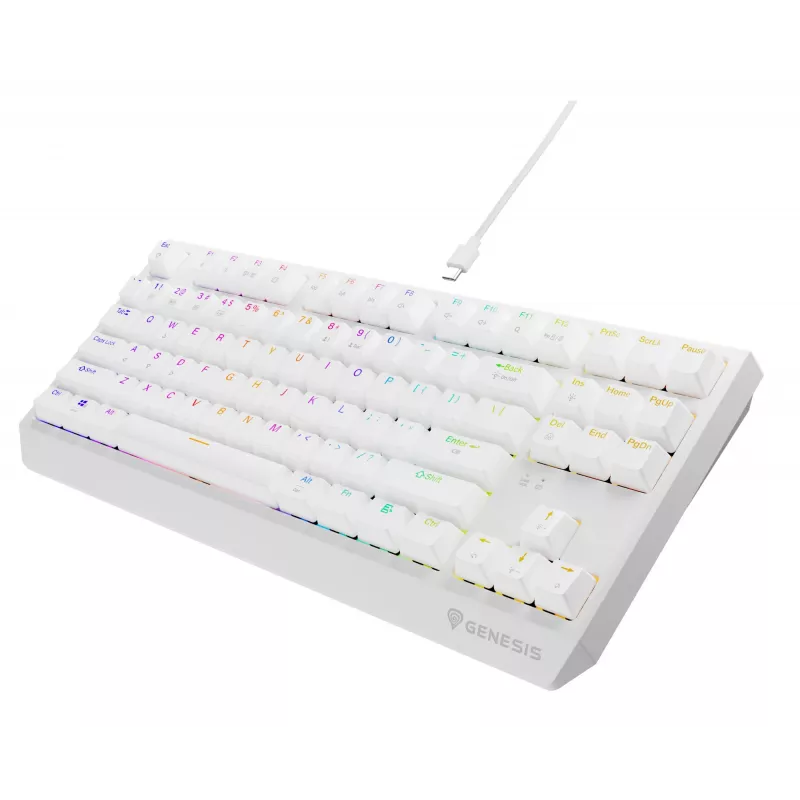 Πληκτρολόγιο Gaming Tenkeyless GENESIS Thor 230 TKL — USB, RF Wireless, Bluetooth, QWERTY, λευκό