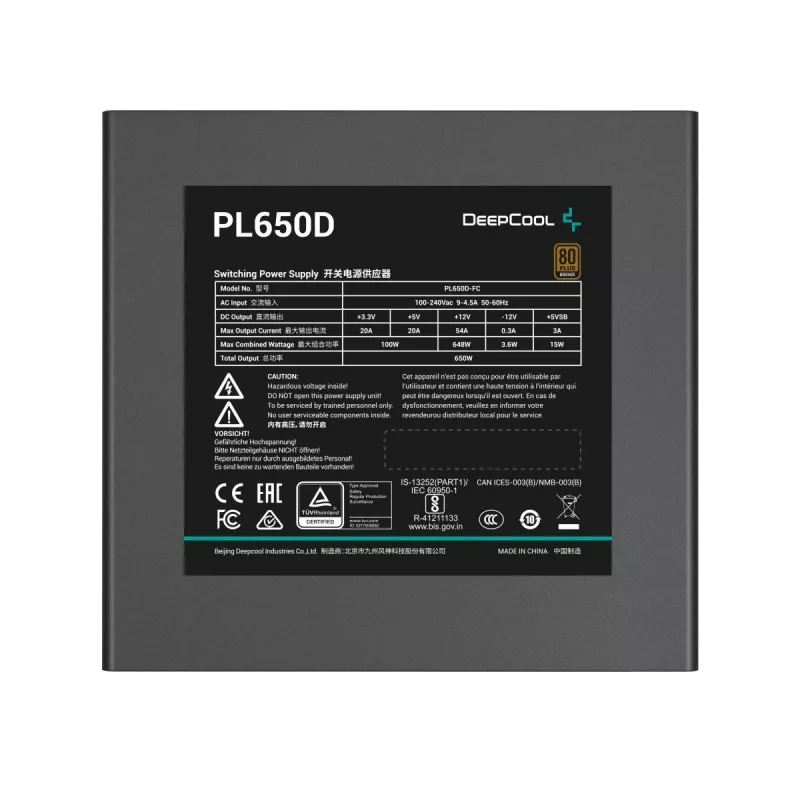 DEEPCOOL Pl650d Τροφοδοτικό 650 W 20+4 Pin ATX - Μαύρο
