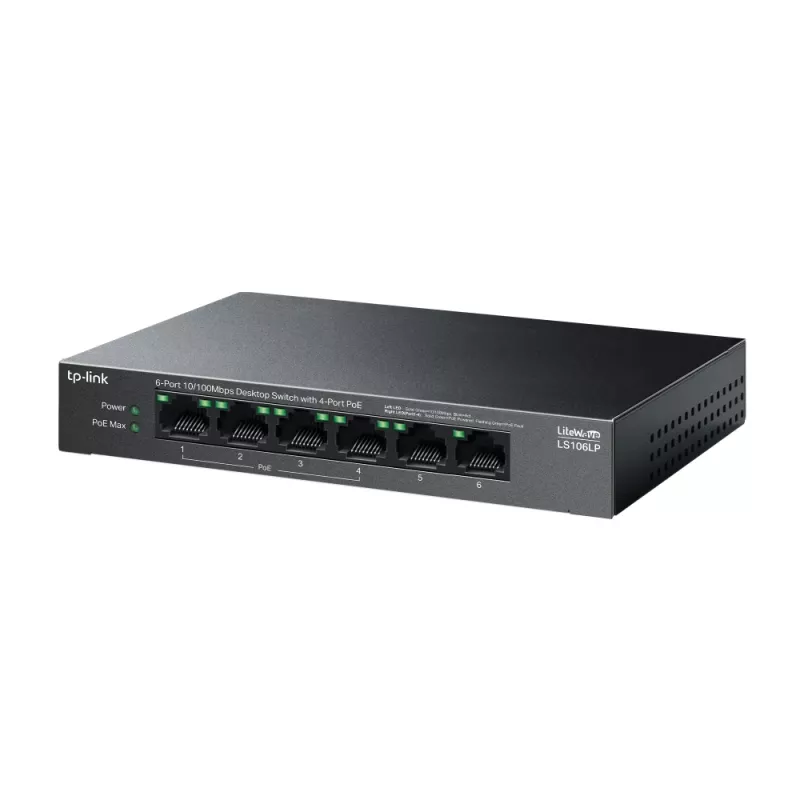 TP-Link LiteWave LS106LP Διακόπτης δικτύου Unmanaged Fast Ethernet (10/100) Power over Ethernet (PoE) Μαύρο