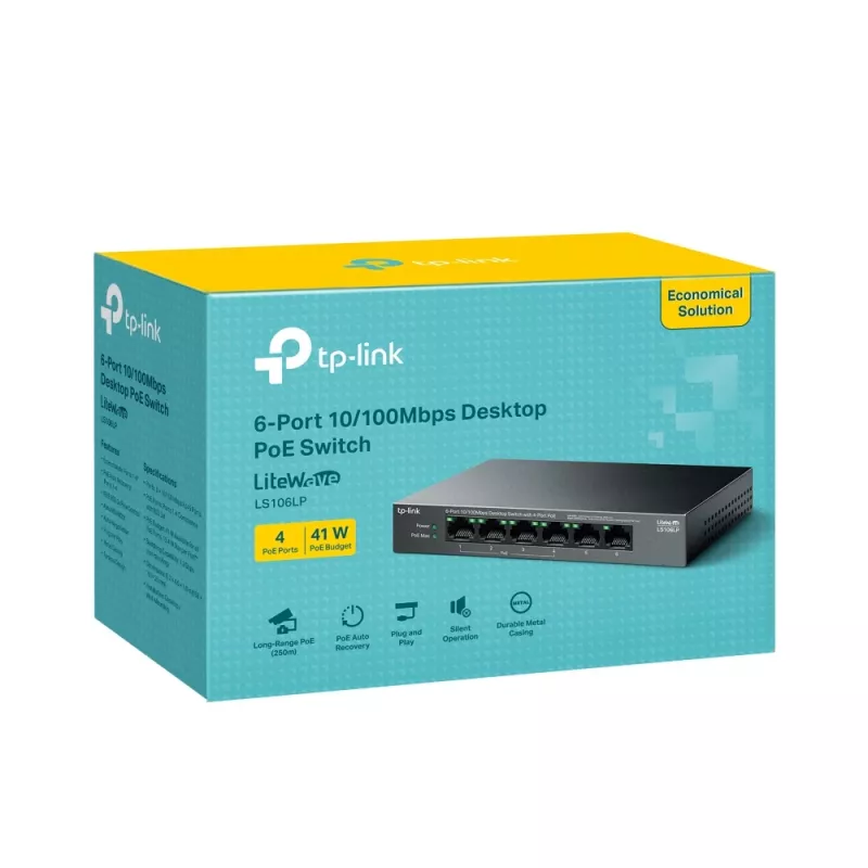 TP-Link LiteWave LS106LP Διακόπτης δικτύου Unmanaged Fast Ethernet (10/100) Power over Ethernet (PoE) Μαύρο