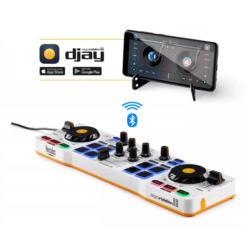 Hercules 4780921 DJ Controller 2 Κανάλια Μαύρο, Λευκό, Κίτρινο