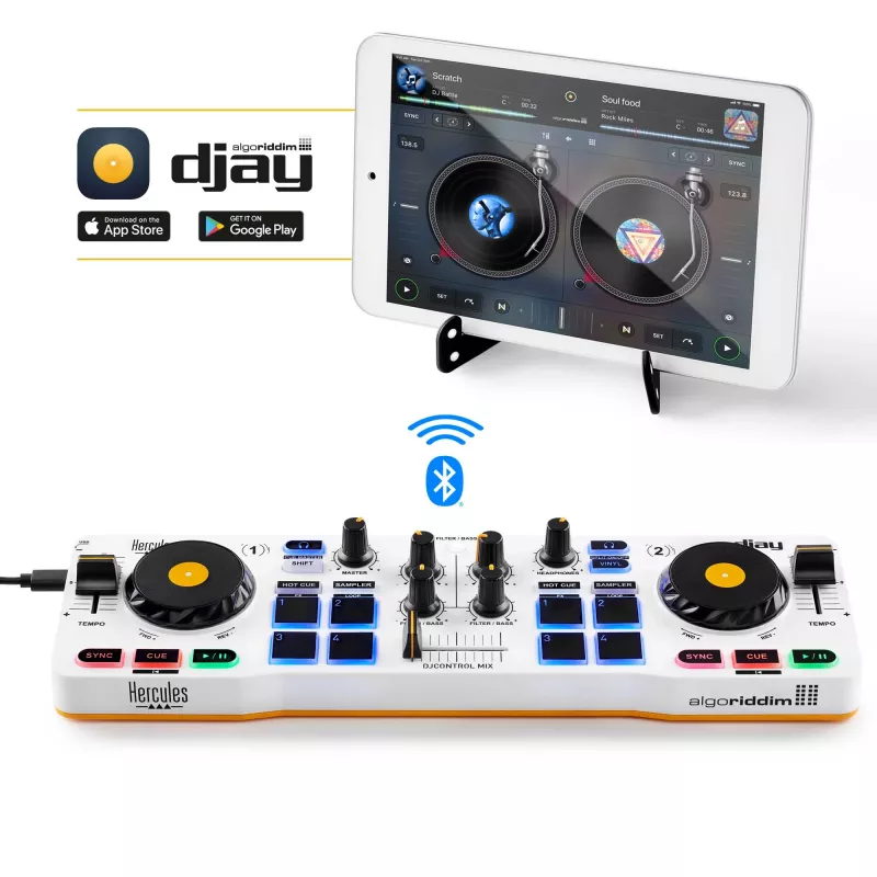 Hercules 4780921 DJ Controller 2 Κανάλια Μαύρο, Λευκό, Κίτρινο