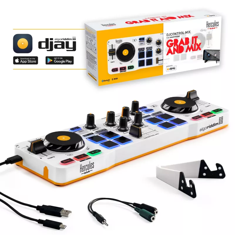 Hercules 4780921 DJ Controller 2 Κανάλια Μαύρο, Λευκό, Κίτρινο