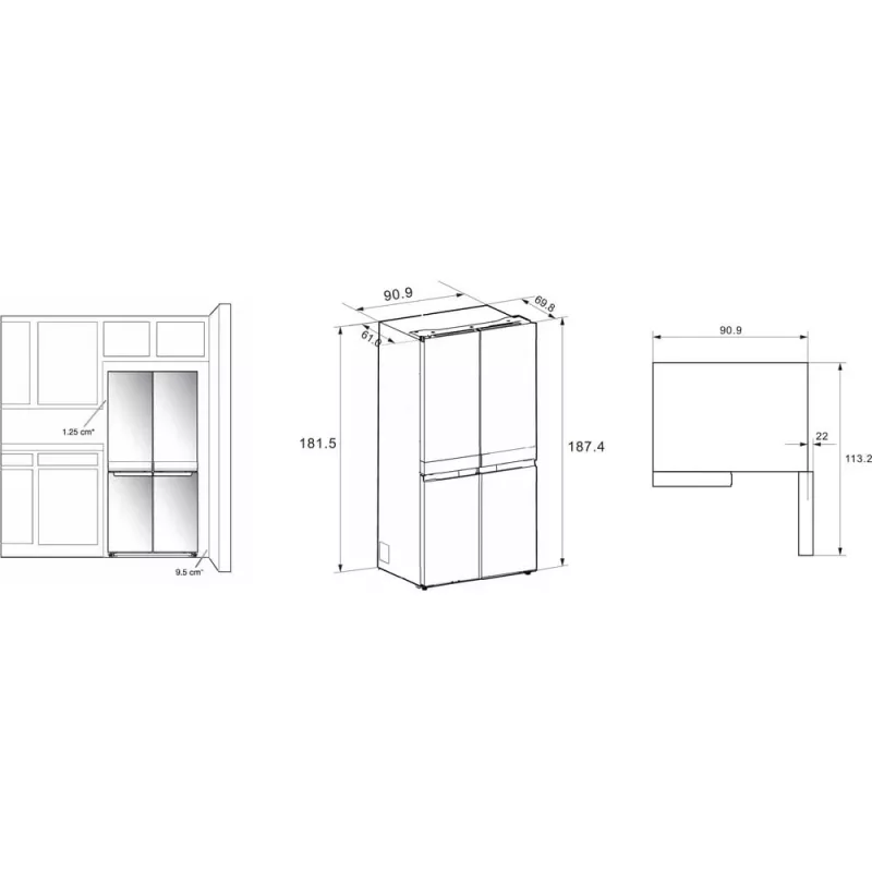 Whirlpool WQ9I FO2BX EF Ψυγείο Side-by-Side Ελεύθερο 592 L Μαύρο