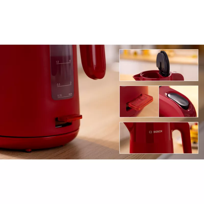 Bosch TWK2M164 Βραστήρας 1,7 L 2400 W Μαύρο, Γκρι, Κόκκινο