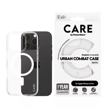 PanzerGlass CARE™ by ® Urban Combat Θήκη διαφανής με λευκό MagSafe iPhone 16 Pro