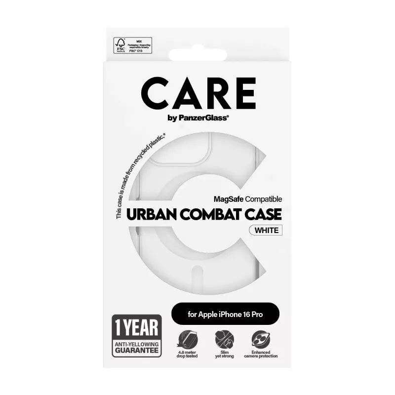PanzerGlass CARE™ by ® Urban Combat Θήκη διαφανής με λευκό MagSafe iPhone 16 Pro
