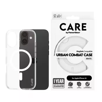 PanzerGlass CARE™ by ® Urban Combat Θήκη διαφανής με λευκό MagSafe iPhone 16