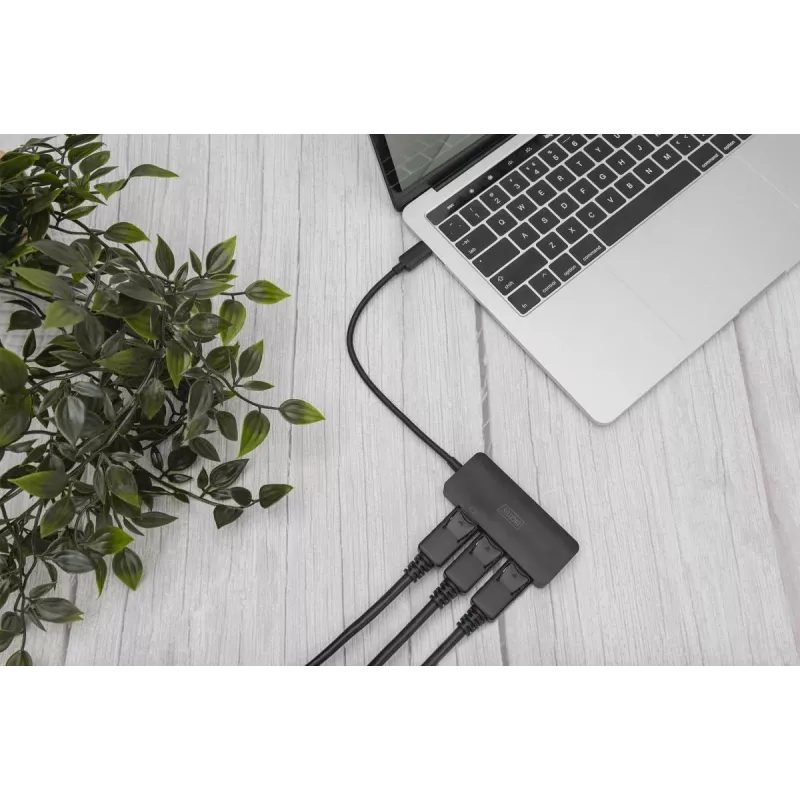 Digitus DS-45334 video hub MST 3 θυρών, USB-C σε 3x DisplayPort, μαύρο