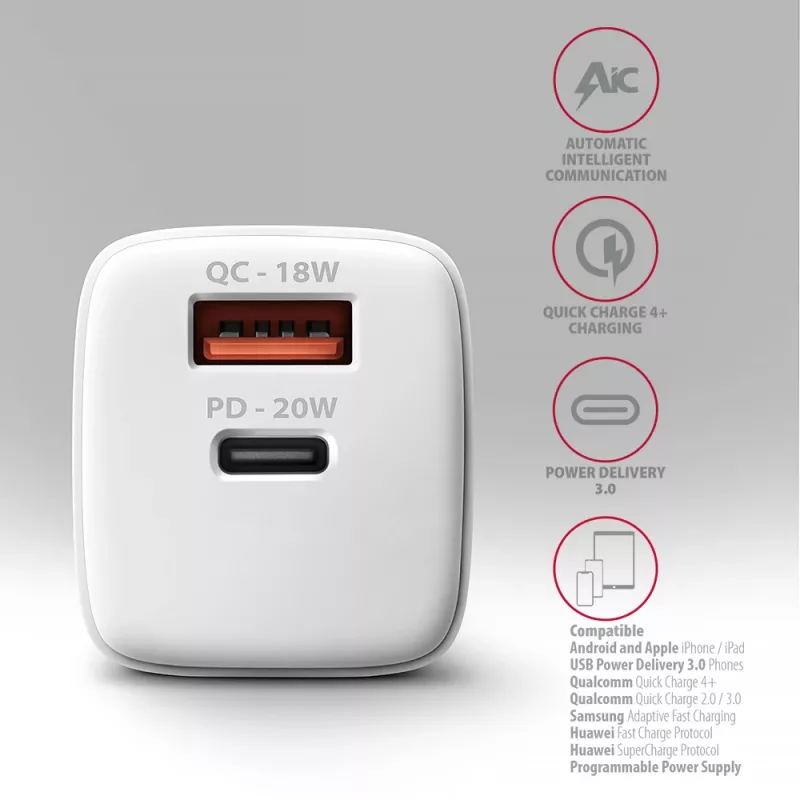 Φορτιστής για φορητές συσκευές Axagon ACU-PQ20W Universal λευκό