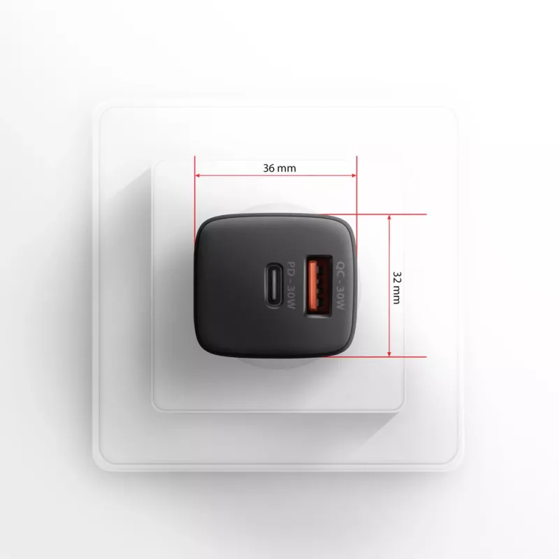 Axagon ACU-PQ30 PD3.0 & QC4+ 2xOUTPUTS επιτοίχιος φορτιστής 30W