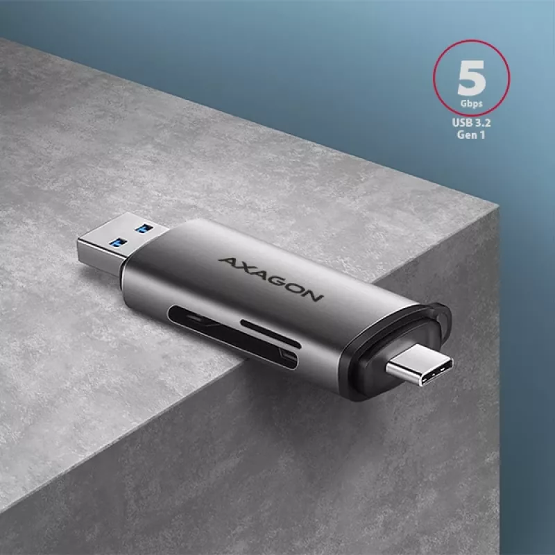 Axagon CRE-SAC SuperSpeed USB-C+USB-A αναγνώστης καρτών 5 Gbit/s