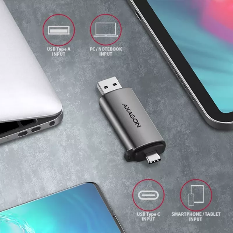 Axagon CRE-SAC SuperSpeed USB-C+USB-A αναγνώστης καρτών 5 Gbit/s