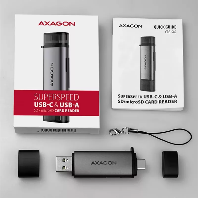 Axagon CRE-SAC SuperSpeed USB-C+USB-A αναγνώστης καρτών 5 Gbit/s