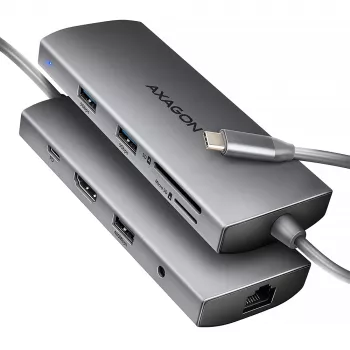 Axagon HMC-8HLSA, USB 5Gbps Hub, 3x USB-A, HDMI 4K/60Hz, RJ-45, SD/microSD, Ήχος, PD 100W