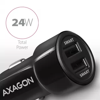Axagon PWC-5V5 SMART Auto φορτιστής 24W, 2x θύρα USB-A, 5V/2,4A + 5V/2,4A