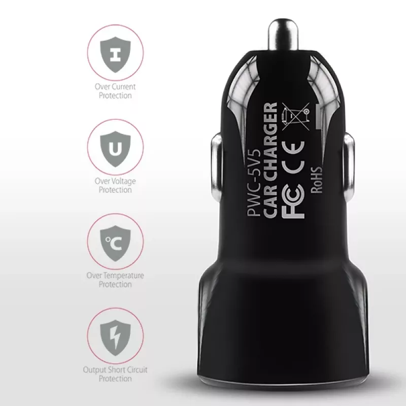 Axagon PWC-5V5 SMART Auto φορτιστής 24W, 2x θύρα USB-A, 5V/2,4A + 5V/2,4A
