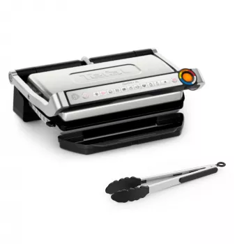 Γκριλ επαφής Tefal OptiGrill + XL GC728D10, 2000 W, 800 cm² αντικολλητικές πλάκες, 9 προγράμματα, επιφάνεια ψησίματος 400×200 mm