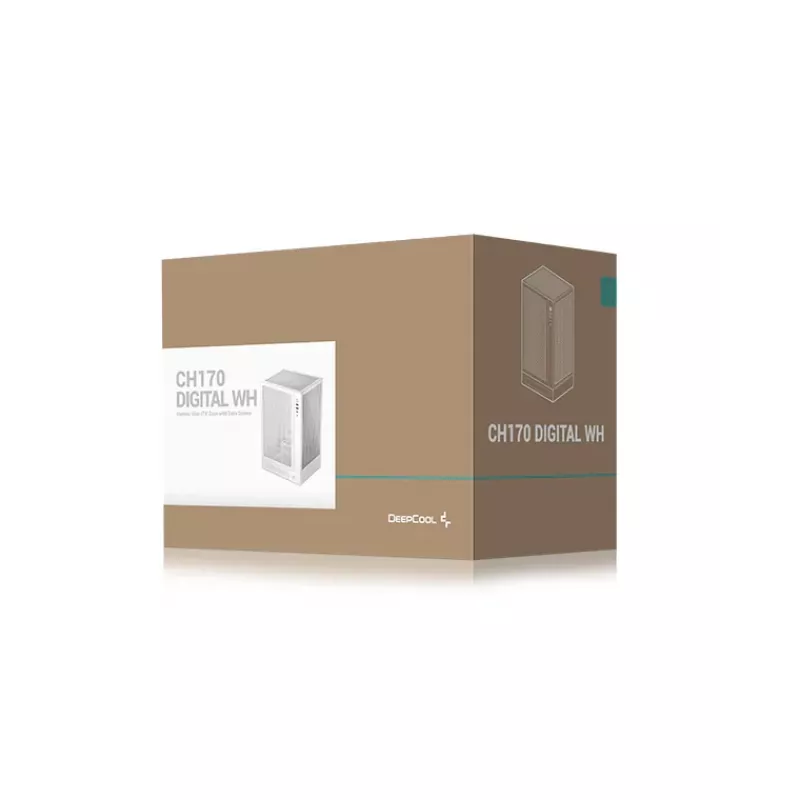 DeepCool CH170 Digital R-CH170-WHNPI0D-G-1 θήκη υπολογιστή Mini-ITX Mini Tower χωρίς τροφοδοτικό, 2x USB 3.0, USB-C, λευκή