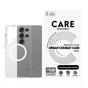 PanzerGlass CARE™ by ® Urban Combat Case Διαφανής με Λευκό Qi Συμβατό Samsung Galaxy S25 Ultra