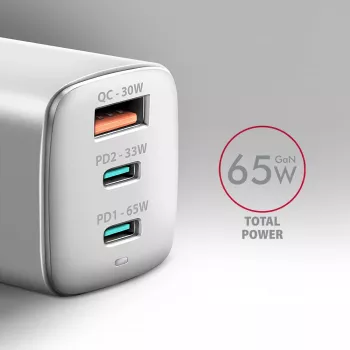 Axagon ACU-DPQ65W PD3.0 & QC4+ 3x ΕΞΟΔΟΙ φορτιστής τοίχου 65W