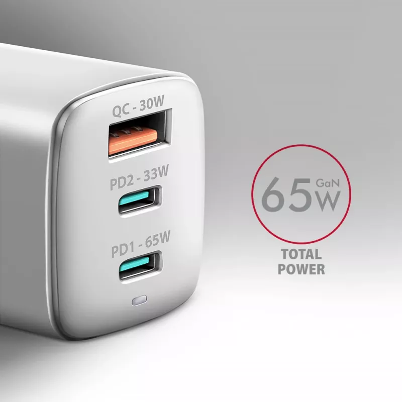 Axagon ACU-DPQ65W PD3.0 & QC4+ 3x ΕΞΟΔΟΙ φορτιστής τοίχου 65W