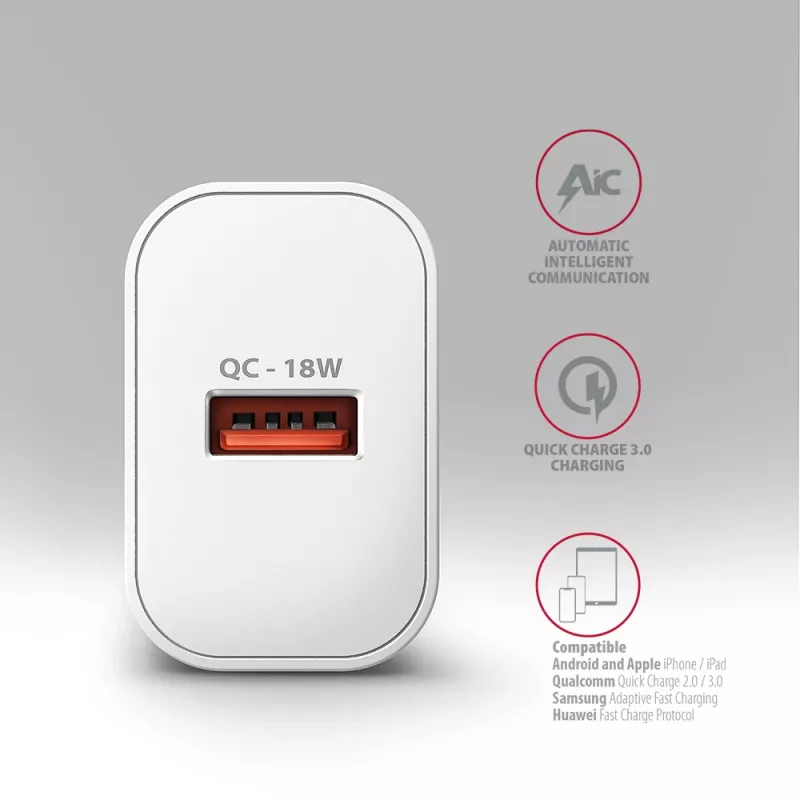 Axagon ACU-QC18W QC3.0 1xOUTPUT φορτιστής τοίχου 18W