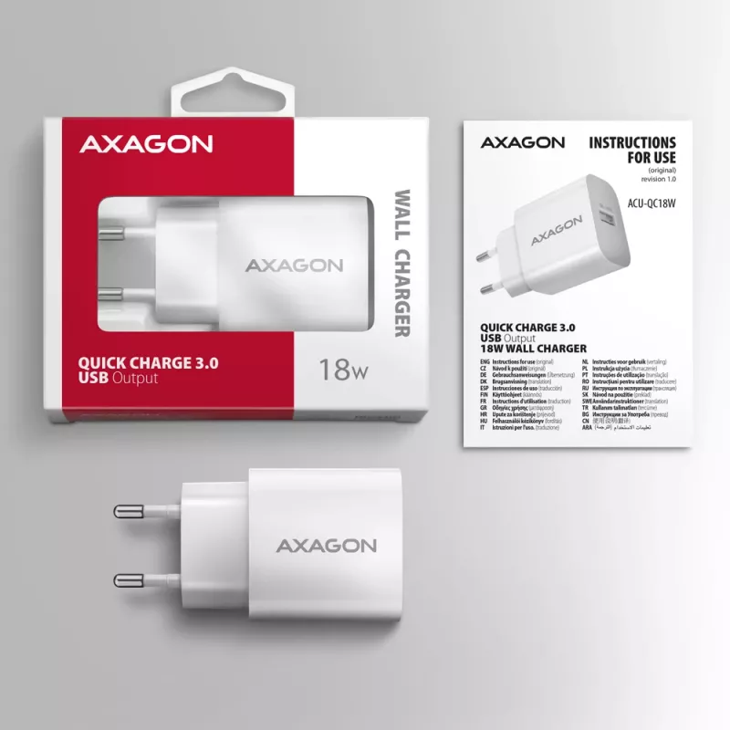 Axagon ACU-QC18W QC3.0 1xOUTPUT φορτιστής τοίχου 18W