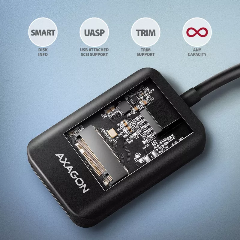 Axagon ADM2-CM προσαρμογέας USB-C M.2 NVMe SATA 10Gbps μαύρος