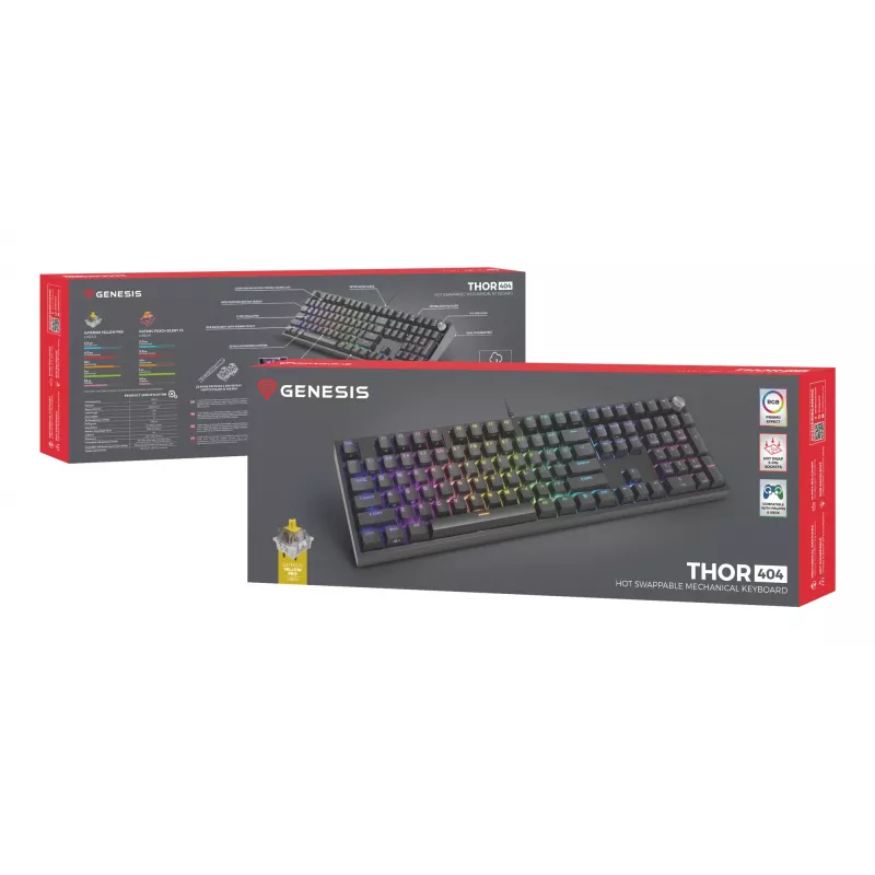 GENESIS THOR 404 Πληκτρολόγιο Universal USB QWERTY Αγγλικό Μαύρο