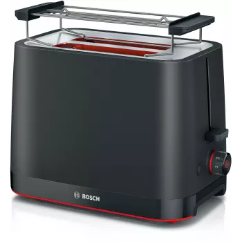 Τοστιέρα Bosch TAT3M123 2 φετών, 950 W, μαύρο, περιστροφικός διακόπτης, Απόψυξη & Ζέσταμα