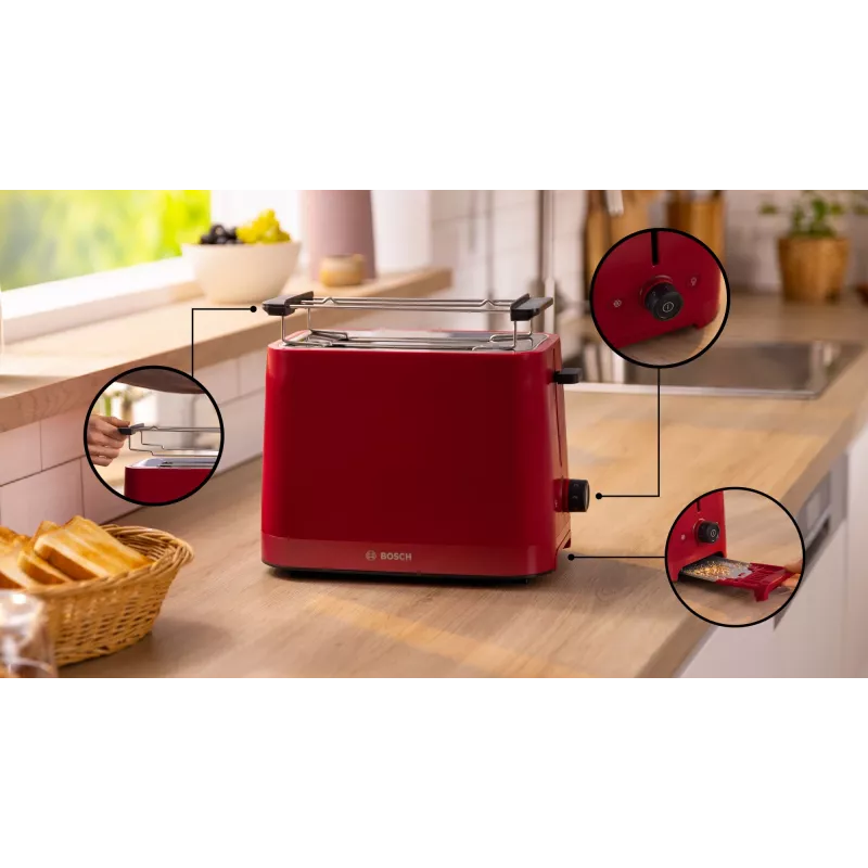 Bosch TAT3M124 Τοστιέρα 2 φετών 950 W Κόκκινο