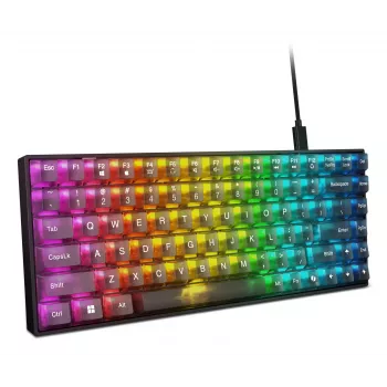Μηχανικό πληκτρολόγιο gaming Lenovo Legion K510 Mini Pro 75% US-Αγγλικά, 84 πλήκτρα, RGB, USB, καλώδιο 1,8 m, μαύρο/διαφανές