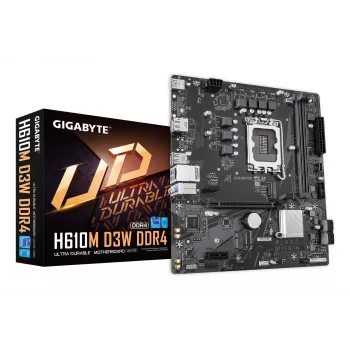 GIGABYTE H610M D3W DDR4 Μητρική - Υποστηρίζει επεξεργαστές Intel Core 14ης γενιάς, 5+1+1 φάσεις VRM, έως 3200 MHz DDR4, 1x PCIe 3.0 M.2, 1 GbE LAN, USB 3.2 Gen 1