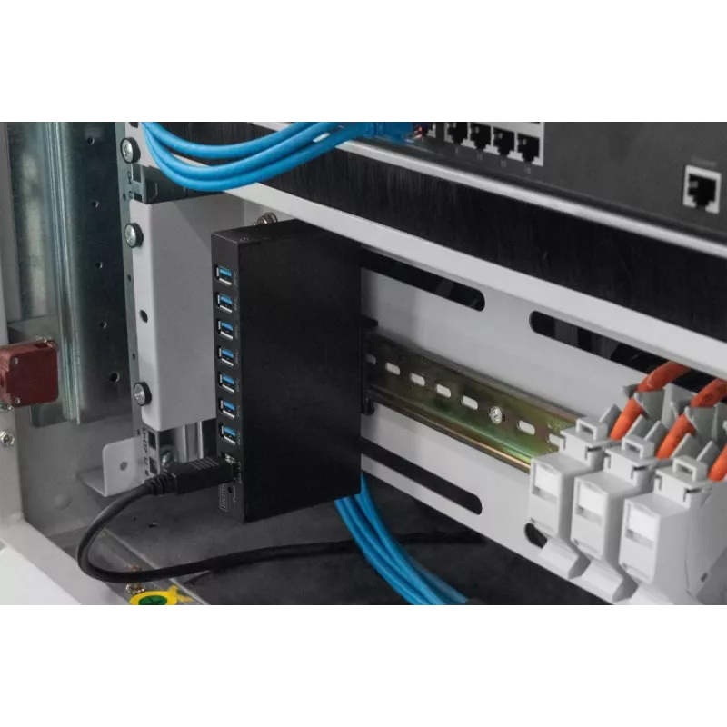 DIGITUS USB 3.0 HUB - 7 θύρες - Industrial Metal PSU 15-kV ESD Table Wall DIN Rail mount