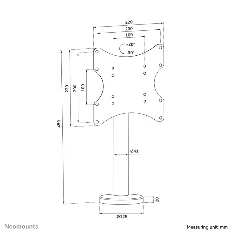 Neomounts βάση τηλεόρασης γραφείου με βίδες DS42-430BL12 μέγ. 50 kg 23-43 ίντσες