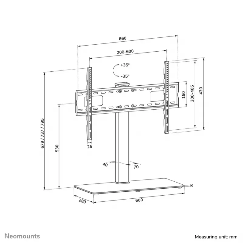 Neomounts DS45-430BL16 βάση τηλεόρασης 37-70 ίντσες – περιστρεφόμενη (ανοιγμένη συσκευασία)