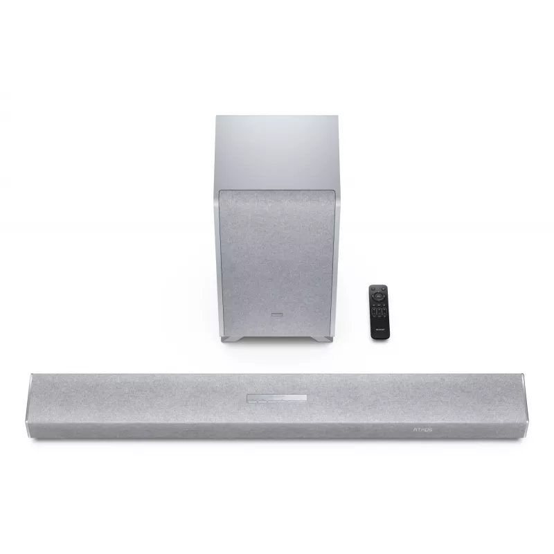 Sharp HT-SBW53121(SL) 3.1.2 Dolby Atmos/DTS:X ηχομπάρα με ασύρματο subwoofer, 550 W, Bluetooth, ασημί