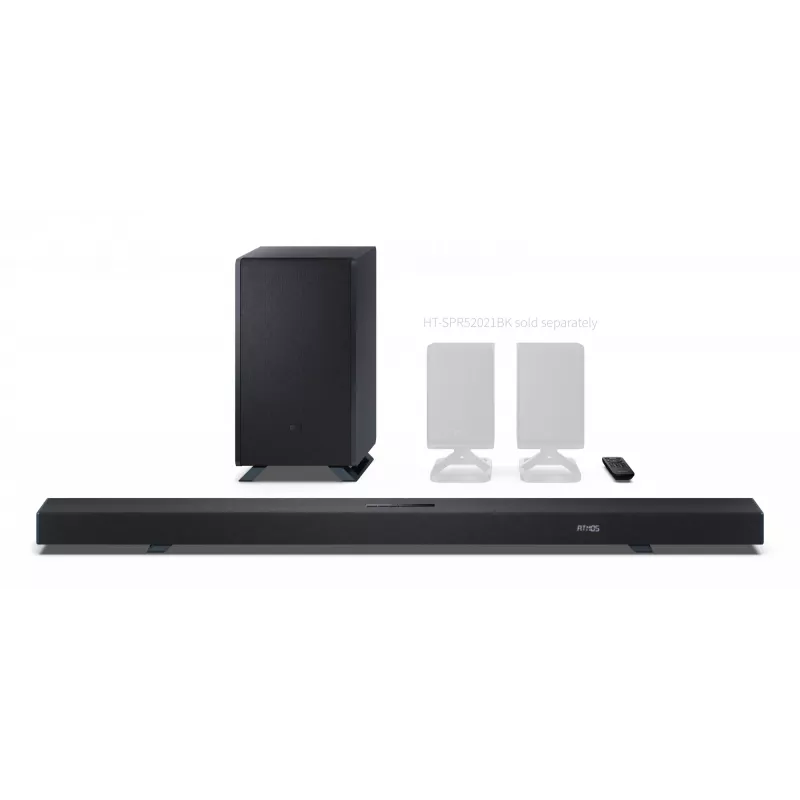 Sharp HT-SBW55121(BK) 5.1.2 Dolby Atmos/DTS:X ηχομπάρα με ασύρματο subwoofer, 650 W, Bluetooth, μαύρη