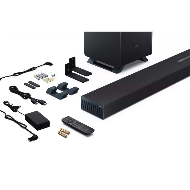 Sharp HT-SBW55121(BK) 5.1.2 Dolby Atmos/DTS:X ηχομπάρα με ασύρματο subwoofer, 650 W, Bluetooth, μαύρη