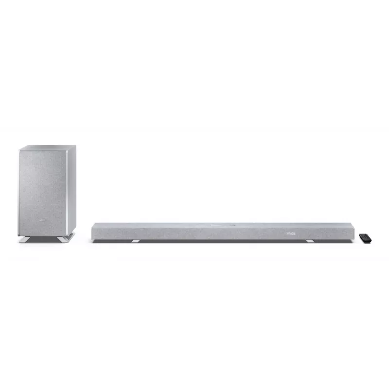 Sharp HT-SBW55121(SL) 5.1.2 Dolby Atmos/DTS:X ηχομπάρα με ασύρματο subwoofer, 650 W, Bluetooth, ασημί