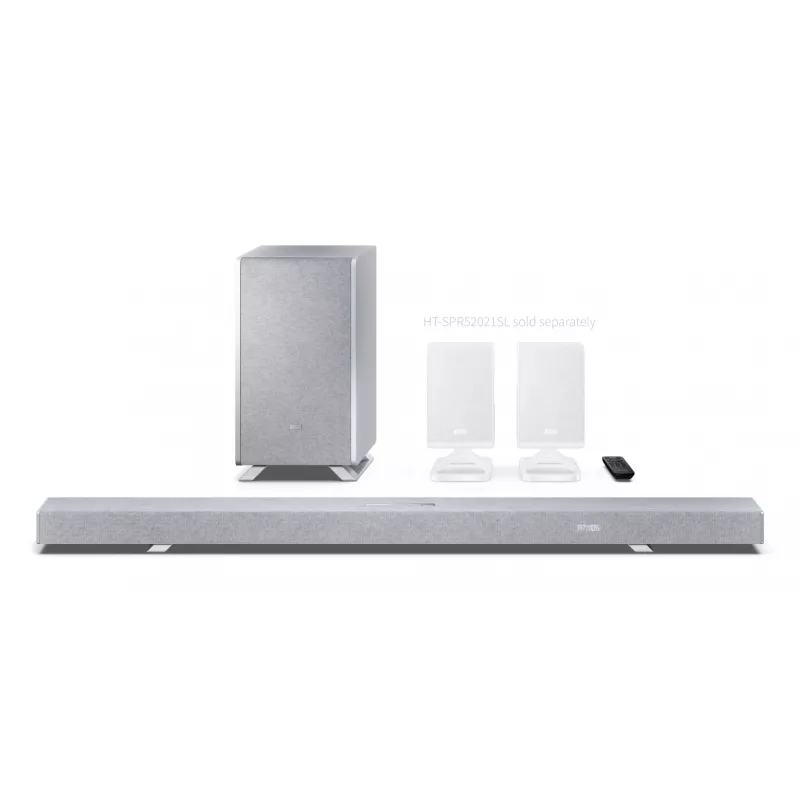 Sharp HT-SBW55121(SL) 5.1.2 Dolby Atmos/DTS:X ηχομπάρα με ασύρματο subwoofer, 650 W, Bluetooth, ασημί
