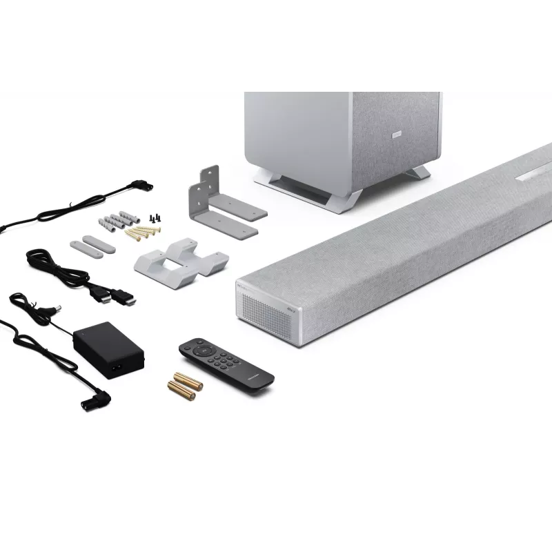 Sharp HT-SBW55121(SL) 5.1.2 Dolby Atmos/DTS:X ηχομπάρα με ασύρματο subwoofer, 650 W, Bluetooth, ασημί
