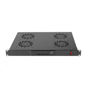 Lanberg AK-1503-B πάνελ εξαερισμού 19" 1U με LCD και θερμοστάτη, 4 ανεμιστήρες, 230 V, 483x322x44,45 mm, μαύρο