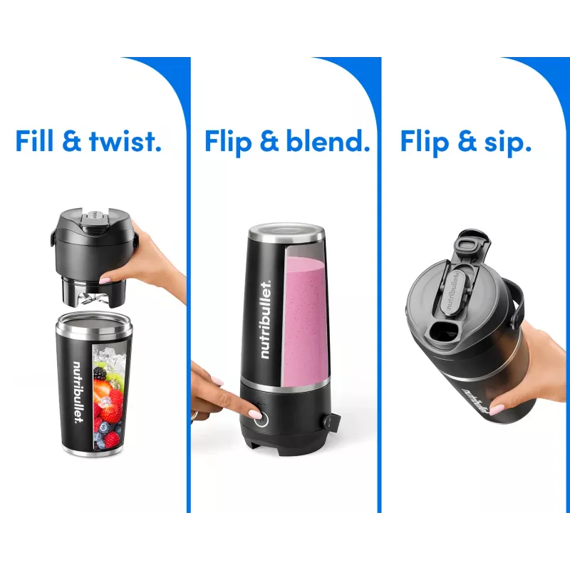 NutriBullet Flip 0,59 L φορητό μπλέντερ 11 W Μαύρο
