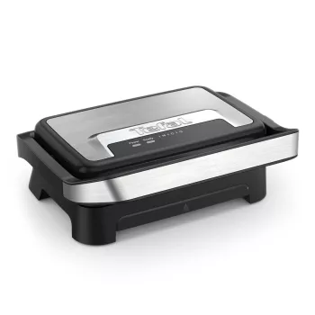 Ηλεκτρική ψηστιέρα Tefal Inicio Compact GC270D10 — ορθογώνια 1000 W, σχάρα ψησίματος στην επάνω πλευρά, μαύρο/ανοξείδωτο ατσάλι