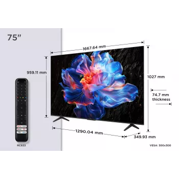 TCL V6C 75V6C TV 190,5 cm (75 ίντσες) 4K Ultra HD Smart TV Wi-Fi μεταλλικό 330 cd/m²