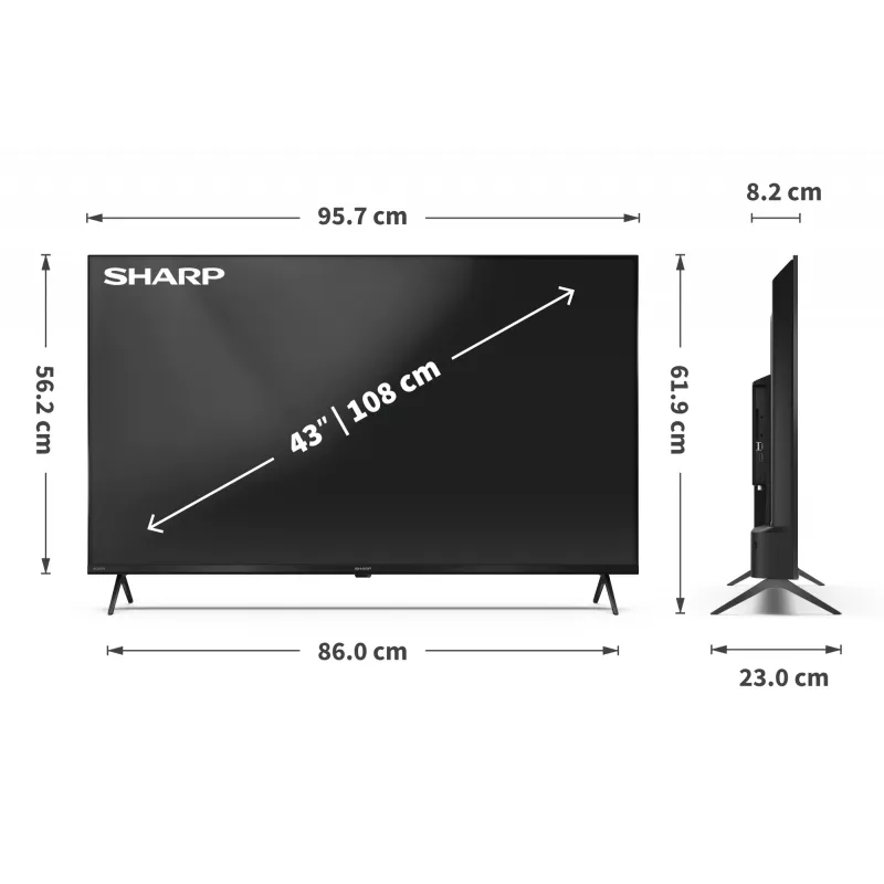 Sharp 43HP5265E TV 109,2 cm (43 ίντσες) 4K Ultra HD Smart TV Wi-Fi Μαύρο