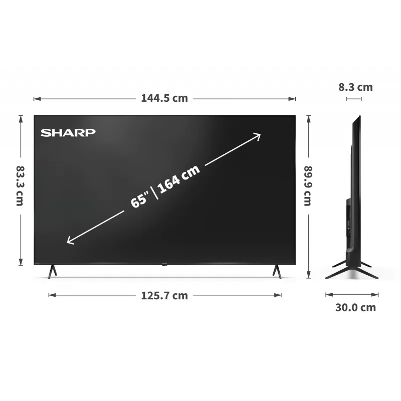 Sharp 65HP5265E 65" (165,1 cm) 4K Ultra HD Smart τηλεόραση, Google TV, Wi-Fi, μαύρη